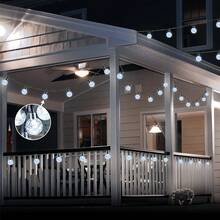 Outdoor Solar Bubble String Lights (20/30/100 LEDs) - 8 Flashing Modes, Smart Control, Waterproof, Ideal For Eaves, Wedding & Halloween