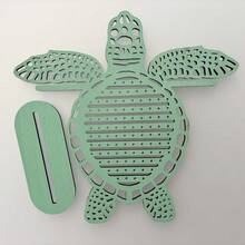 1 قطعة منظم خشبي لعرض المجوهرات بشكل سلحفاة بحرية، مناسب لعرض القلائد والأساور والأقراط، هدية تخزين مجوهرات معلقة عصرية، صندوق مجوهرات خشبي بلون أزرق فاتح مزين بشكل سلحفاة