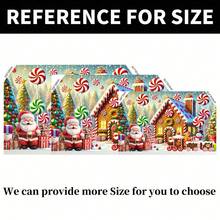 1 قطعة لافتة خلفية زخرفية لعيد الميلاد - بيت من الزنجبيل، بابا نويل والثلجي مع خلفية من الحلوى - ديكور حفلة العطلات وخلفية التصوير، مناسبة لتزيين البيئة الداخلية والخارجية، ديكور حفلة الموضوع، يمكن اختيار أحجام متعددة - متعدد الألوان - مشاهدة 3