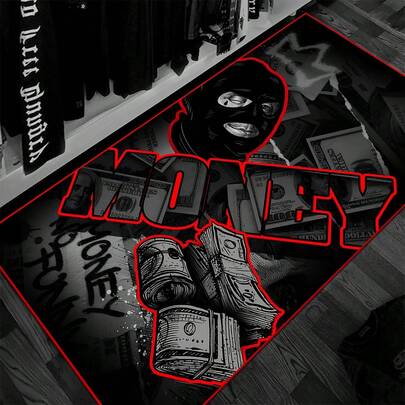 1pc Gangster Dollar Design Carpet, Hip Hop Street Style, Suitable For Living Room And Bedroom Decor Kitchen Rug