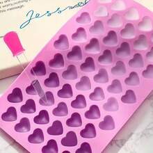 [DIY 蜡烛模具] 2 件心形硅胶蜡烛模具，带刻度设计 | 55 腔 DIY 蜡熔液滴管托盘，塑料吸管 - 适用于树脂香薰蜡烛制作套件、手工艺品礼物、情人节、感恩节、婚礼装饰 - 1 個模具和 1 個滴管 - 查看 3