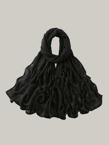 1 pieza Hiyab de viscosa modal sólido, pañuelo ligero y transpirable de moda, con acabado de puntada doble, artesanía refinada, pañuelo para mujer, adecuado para todas las estaciones