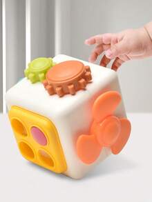 1 件蒙特梭利教育拼图立方体 6 合 1 多功能玩具，早期学习认知发展，灵活手指锻炼，包括孔、风扇、按钮、声音盘、齿轮、轨道、镇静玩具、软橡胶材质、高温消毒 - 彩色 - 查看 4