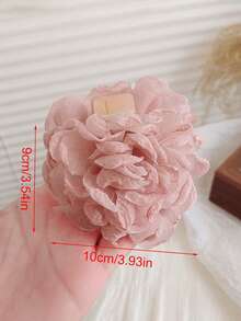 1pc 10cm Oversized Solid Color Mesh Rose Flower Hair Claw Clip, Sweet & Elegant For School, Party, Wedding, Vacation Outfit Hair Clips Hair Jaw Clip Hair Clamps Hair Clutch Hair Catcher Clip, Beach Accessories Fall Winter Hair Accessories For Women Summer - Pink - View 7