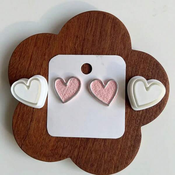 Set de 2 moldes con forma de corazón de arcilla polimérica para hacer joyas y colgantes de bricolaje
