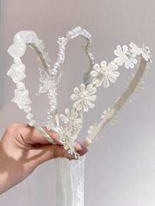 1pc Headbands For Girls Accessories For Girls Accessories For Girls Children's Braided Hair Band, Pearl Ribbon, Birthday Princess, Girl Headband, No Hair Damage, No Hair Constriction, Girls' Hair Accessory, Headwear