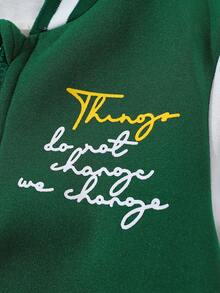 2-5岁男童棒球夹克，2025秋冬新款字母印花长袖休闲酷绿色飞行员外套