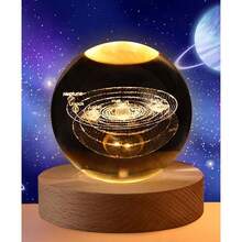 Lampara de Luna, Luna 3d Esfera Luna Glass Ball, Adecuado Como Luz de Noche y Lampara de Mesa de Noche, Decorar La Habitacin, Regalos Navideos para Nios - Sistema Solar-6CM - Ver 2
