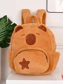 Plyschig kapybararyggsäck, söt bokväska, mångsidig pälsryggsäck - Brun - Visa 12