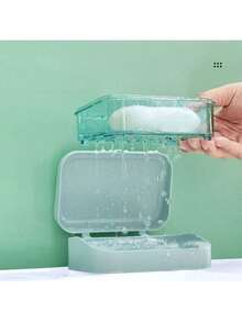 Soap Box, Soap Bar Holder, Soap Rack, Bathroom Draining Soap Dish, Lidded, Portable, Waterproof, Dustproof, Detachable, Healthy Sturdy, Fashionable Colors. Suitable For Bathrooms, Washrooms, Back-To-School Season, Sinks, Kitchens, Toilets, And Christmas Gifts. - Random Styles - View 5
