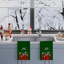 2/4 peças, Festa de Natal, Natal Feliz, Pano de Cozinha Superabsorvente, Secagem Rápida, Toalha de Poliéster Estampada com Elemento de Raposa de Natal, Pano de Limpeza de Cozinha, Pano, Utensílios de Cozinha. Presente de Natal!