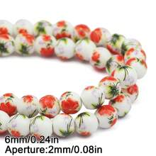6/8/10mm Floral Patterned Ceramic Beads Mix, Round Loose Spacer Beads For Jewelry Making DIY Bracelets Necklaces
