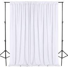 - Cortinas de teln de fondo blanco de 10x 10 pies para fiestas, cortinas de teln de fondo con bolsillos para barra para decoracin de bodas, escenarios, cumpleaos, reuniones familiares, 2 - W5' x H10' (2 paneles) + Blanco - Ver 2