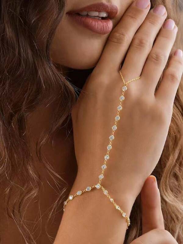 1 قطعة سوار إصبع بلورات الزركونيا بتصميم بسيط، عصري وشامل، هدية مثالية (عدد حبات البلورات عشوائي)