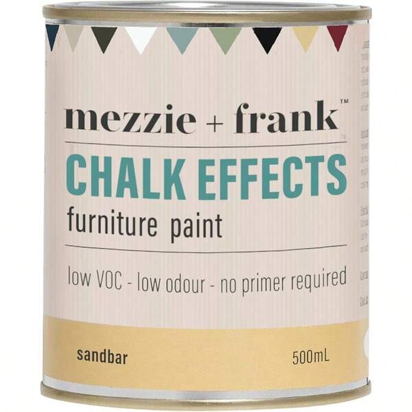 Mezzie + Frank Mineral Paint Sandbar Chalk Effects Furniture Paint 500ml SelfPriming Matte Finish For Timber Concrete Metal And More Warm Golden Sand Hue