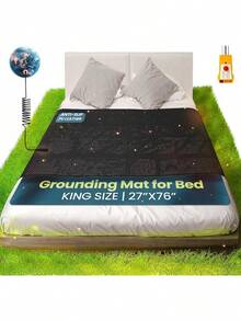 Grounding Mat For Bed King Size 27''*60'' - Wellness Grounding Pad For Bed With Anti-Slip PU Leather - Grounding Mat For Pain & Stress Relief, Energy Booster With Tracking System & Digital Manual