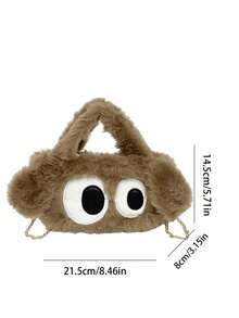 1 Stück süße Mädchen Plüsch Handtasche mit großen Augen für Mädchen - Magnetverschluss, leichte weiche Umhängetasche, vielseitige Kettentasche perfekt für Mädchen/Studenten für Alltag/Einkaufen/Urlaub/Herbst und Winter