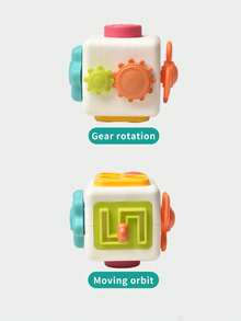 1 件蒙特梭利教育拼图立方体 6 合 1 多功能玩具，早期学习认知发展，灵活手指锻炼，包括孔、风扇、按钮、声音盘、齿轮、轨道、镇静玩具、软橡胶材质、高温消毒 - 彩色 - 查看 6