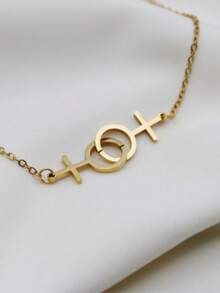 Mặt dây chuyền hình biểu tượng sao Kim bằng thép không gỉ, trang sức dành cho nữ, phụ kiện Girlslove LES Sisters. - Vòng cổ - Xem 3