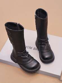 Children's Boots, New Autumn 2025 Outdoor Ankle Boots Mid-Calf Boots, Girls Metal Buckle Work Boots, Anti-Slip - Black - View 3
