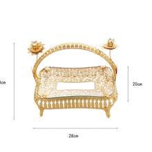 1 pezzo Piatto vintage stile europeo per frutta, decorazione di hotel di alta gamma, piatto in vetro dorato, cesto per frutta portatile, piatto decorativo per torte