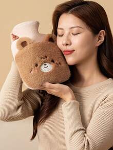 1pc Whimsical Plush Hot Water Bottle - Winter Essentials, Cozy Bed Warmer With Safety Cover For Dorm & Home Use, Cute Animal Design With Leak-Proof Seal, Perfect Gift For Chilly Nights