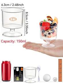 10/20/50 5 Oz Dessert Cup, Tiramisu Cup, Clear Plastic Pie Cup, Round Appetizer Cup, Fruit, Pudding, Mousse, Ice Cream, Party, Wedding, Valentine's Day, New Year - Multiple Colors/random Styles - View 3
