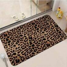 1PC Floor Mat--Leopard Print Bathroom Rug, Non-Slip Absorbent Washable Floor Mat, Decorative Entryway Doormat For Bedroom, Living Room, Bathroom - Ideal For High Traffic Areas, Machine Washable, 20x32 Inch--MatSoft, Comfortable And Easy To Clean, Suitable For Hallway Bathroom, Bedroom, Kitchen, Porch, Laundry Room, RV Outdoor Decoration Holiday Decoration Three Sizes Available Halloween Door Decor Fall Decorations For Home - màu đen - Xem 5
