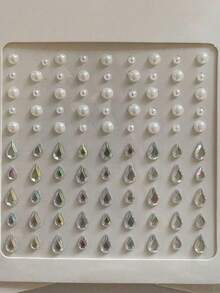 4pcs 3D Crystal Stone Stickers, Face Stickers With Star And Heart Designs, Diamond & Pearl Makeup Decorations, Stage Makeup, Face Stickers With Rhinestone Tears And Mole, Glitter Nail Art Decorations