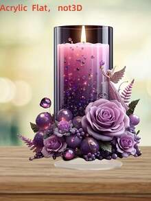 Multifunktionale lila Gebetskerze Dekoration - ideal für Weihnachts- und Neujahrs-Tischdekorationen, perfektes Urlaubsgeschenk, 2D flache Acryl Mehrzweck Heimdekoration