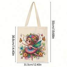 DIY Diamond Painting Tote Bag Kit - Sparkling Floral Pattern, Reusable Canvas Tote Bag With Handles, High-Quality Craftsmanship For Women, 12.4" X 14.4", Super Shiny Shape, Outdoor Shopping Center, Fabric Bag