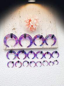 18 pezzi di orecchini a tunnel in stile punk hip-hop, set di 9 misure, con motivo floreale puntinato in blu, rosa, giallo, eleganti e unici, unisex, adatti per uso quotidiano e per tutte le festività, ottimo regalo