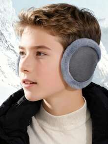 10-16岁毛绒加厚毛绒保暖耳套冬季男女童耳套纯色学生防寒背戴式耳罩 - 彩色 - 查看 4