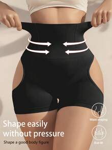 Women's High-Rise Non-Bound Leggings - Tummy Control, Butt Lifting, Shaping Leggings With Smooth Texture, Solid Black Full-Length Compression Leggings For Posture Correction, Fitness, Everyday And Dressy Wear - Breathable And Machine Washable (No Visible Panels/Buttons) - Solid Leg Design For A Smooth Silhouette, Fitted And Slimming, Enhances Waistline, Long-Lasting Comfort, With Hip Pads, Suitable For Plus Size Women's Shapewear - màu đen - Xem 3