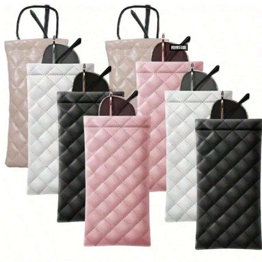 1/2/4/8 Peças Bolsa Portátil de Óculos de Sol em PU, Design de Malha de Couro Aberta, Estojo Macio para Óculos Feminino, Estojo Portátil para Óculos Masculino, Preto, Branco, Rosa, Camelo 4 Cores, Pano de Limpeza de Óculos (Cor Aleatória), Estojo de Óculos Resistente a Arranhões para Viagem e Trabalho, Adequado para Estudantes, Idosos, Meninos, Meninas e Outros Sacos de Óculos, Sacos de Armazenamento