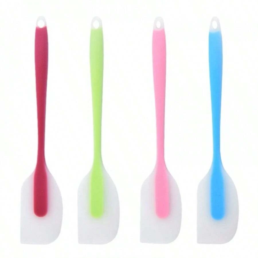 Espátula rascadora de silicona, espátula rascadora de una pieza para crema, espátula rascadora para toffee y pasteles, espátula de cocción resistente al calor - (Azul) Raspador semitransparente grande - Ver 1