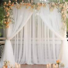 panel de tela decoracion para fiesta medida 1.50 ancho x 2.40 altura ideal para decorar fiesta de cumpleaños bautizo boda presentación XV años etc - Blanco - Ver 4