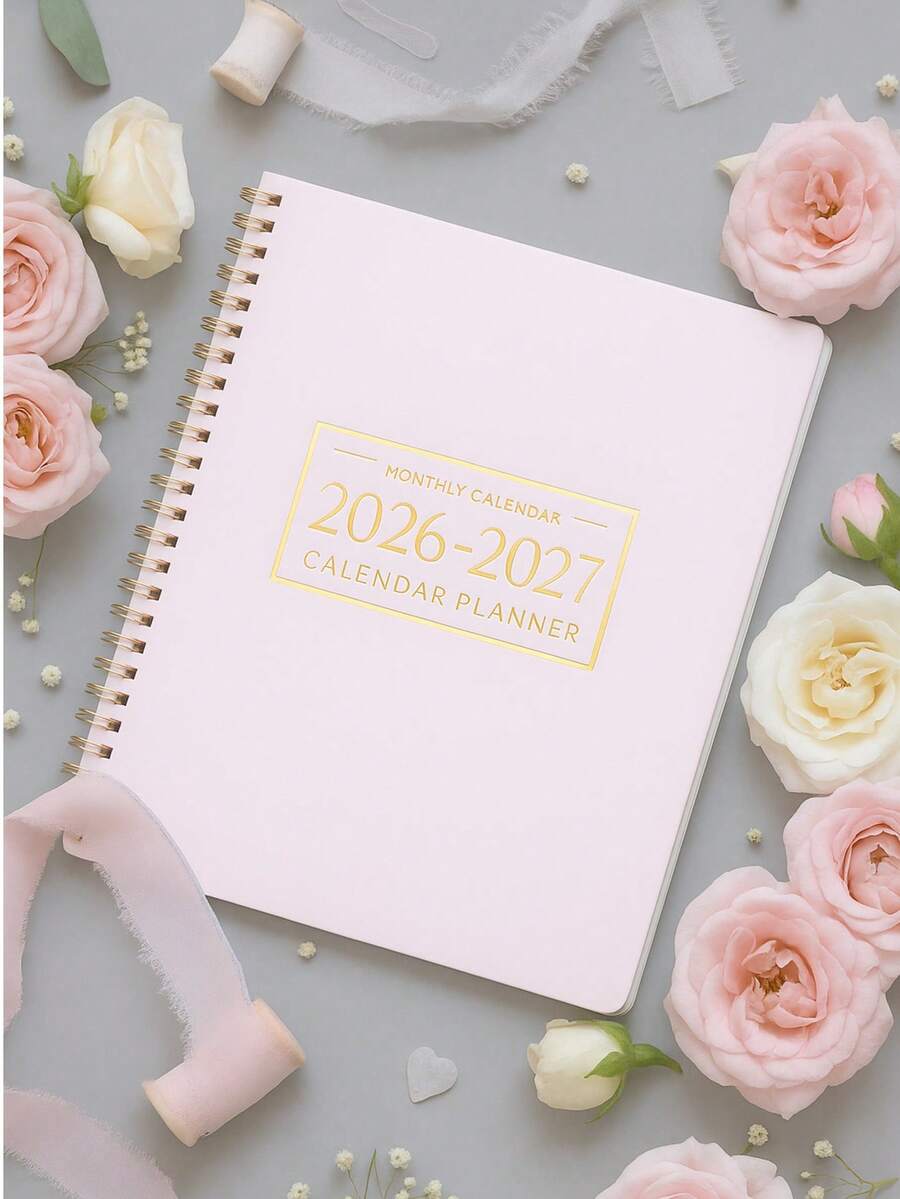 Trees 1本日历本，涵盖2026年1月至2027年12月，大号月度计划本，办公日程本，带月度网格和重要备注，非常适合用于预约、家庭活动、学校办公用品，也是完美的礼物之选。 - 粉紅色 - 查看 1