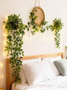 1 件人造曼陀罗绿植，耐用人造塑料绿植藤蔓，悬挂人造绿植藤蔓，室内/室外房间、庭院、办公桌装饰、家居装饰、婚礼/生日装饰、浴室/客厅/阳台/窗台/庭院装饰 - 不含容器