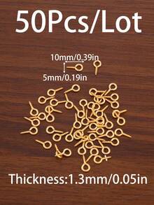 50Pcs/Lot 10/12/17.5mm 304 Stainless Steel Small Tiny Eye Pins Fit DIY Handmade Supplies Eyepins Hooks Eyelets Screw Threaded Clasps Hooks For Jewelry Making Finding Accessories - Sheep Eye Spiral Needle - View 10