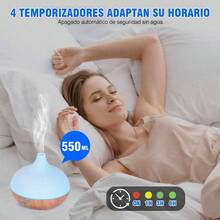 Difusor de Aceites Esenciales 500ML, Difusor de Aromas Redondo con Lmpara Nocturna Colores, Aromaterapia Ultrasonico Apagado Automtico, Humidificador de Aire para Hogar Choco - Madera - Ver 5