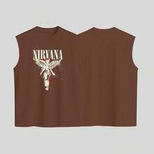 T-Shirt Rock Banda Nirvan Grunge In Utero Nevermind Kurt Oversized - 鏽棕色 - 查看 2