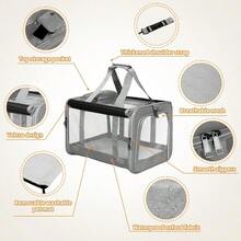 PaWz Pet Carrier Bag Large Cat Carrier Dog Carrier Collapsible Soft Dog Crate Portable Dog Crate For Large Cats Dogs Puppies Up To 12.5kg Waterproof Dog Travel Backpack For Indoor Outdoor Use Grey