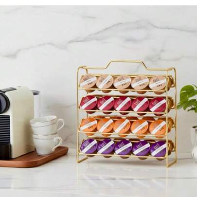 Suporte Porta Cápsulas 40 un Café Expresso Dourado Premium