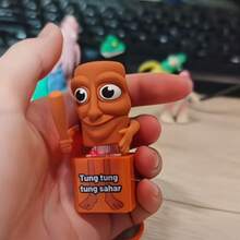 木制火柴人钥匙扣减压玩具，灵感来自中国古典小说《山海经》，创意缓解焦虑玩具，木鱼冥想配件，生日、圣诞节、惊喜的完美礼物 - 彩色 - 查看 18