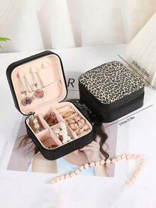 1PC Mini Jewelry Organizer Display Travel Jewelry Zipper Case Boxes Earrings Necklace Ring Portable Jewelry Box Leather Storage