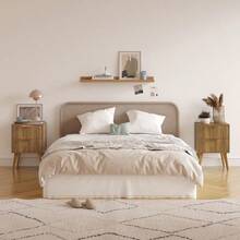 Fluted Nightstand With 2 DrawersModern Bedside Table With Metal Handles White Side Table With Solid Wood Legs Mid Century End Table For Living Room Bedroom Caramel Oak CAACTG55BR