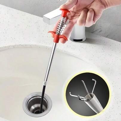 أداة تنظيف البالوعات - أداة تنظيف خزان البالوعة، مناسبة لتنظيف المراحيض والمجاري والأحواض والمطابخ والحمامات والأحواض، فتاحة زجاجات وأداة تنظيف بمخلب مرن