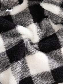 男童休闲格子拉链立领长袖羊毛夹克，适合秋冬季