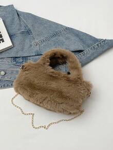 1 Stück süße Mädchen Plüsch Handtasche mit großen Augen für Mädchen - Magnetverschluss, leichte weiche Umhängetasche, vielseitige Kettentasche perfekt für Mädchen/Studenten für Alltag/Einkaufen/Urlaub/Herbst und Winter